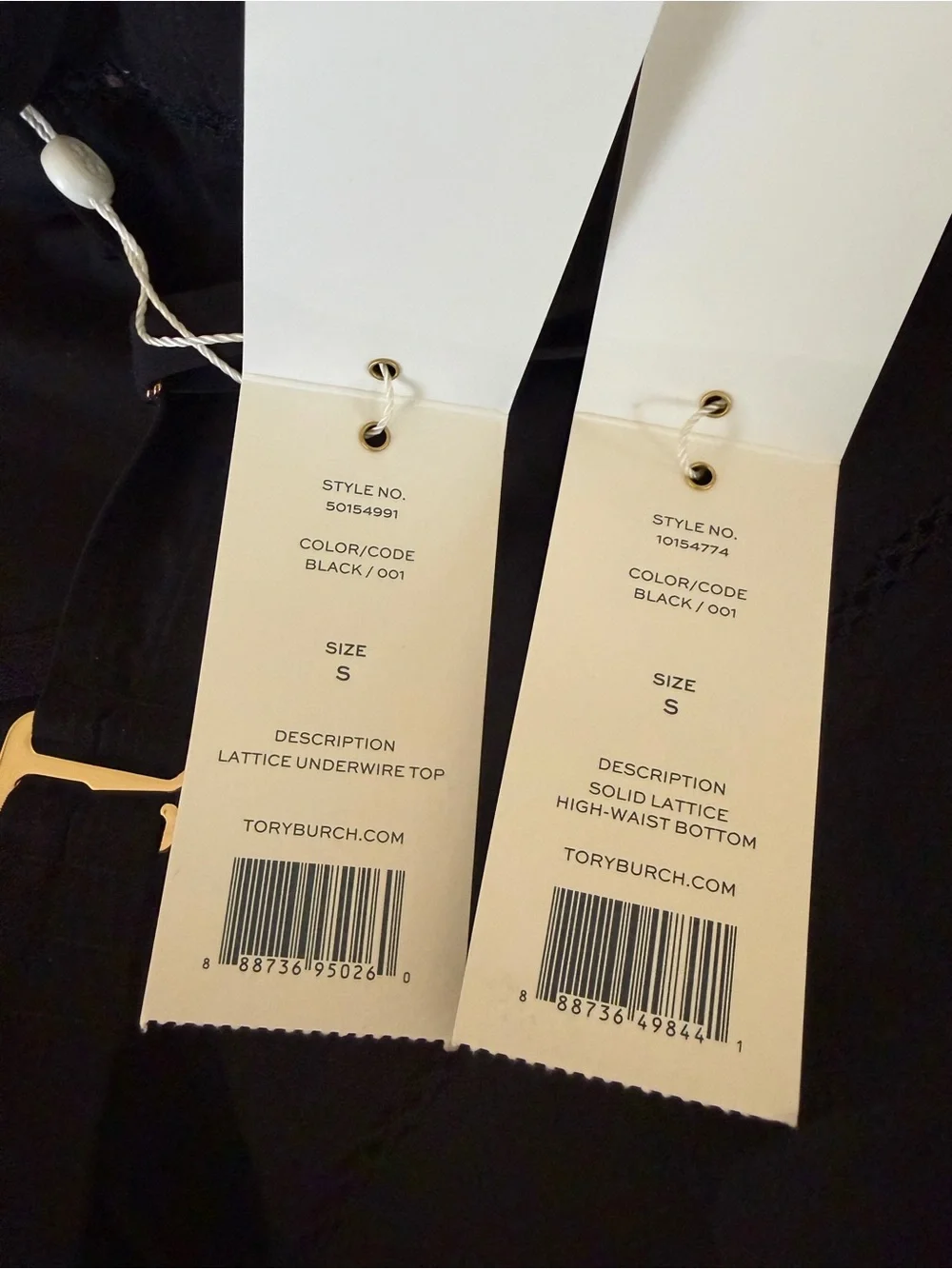 TORY BURCH NWT Black Lattice Underwire Bikini Top High Waist Bottoms Set S